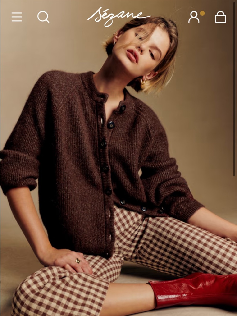 Sezane Othello Cardigan in Mocha